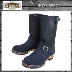 Wescoウエスコ 正規 Boss Navy Rough Out ネイビーラフアウト,11height,#100sole,Nickel Roller Buckles, BS67