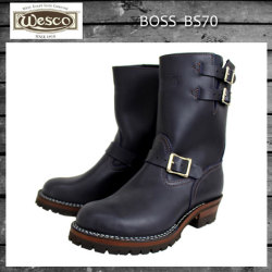 Wescoウエスコ 正規ディーラー Boss ボス Navy ネイビーレザー,9height,#100sole,2straps,Nickel Bucles BS70