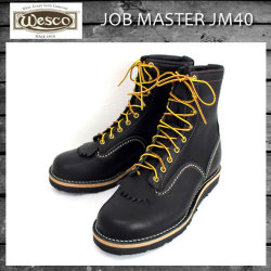 正規ディーラー Wescoウエスコ Jobmasterジョブマスター Blackブラック Leather, Semi Lace to Toe, 8height,#4014sole JM40
