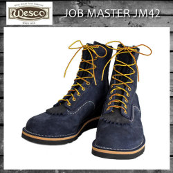 正規 Wescoウエスコ Jobmasterジョブマスター Navy Rough Out ネイビーラフアウト,  Semi Lace to Toe, 8height,#4014sole JM42