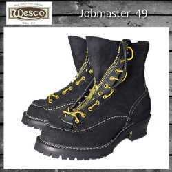 正規 Wescoウエスコ Jobmasterジョブマスター Black Rough Out ブラックラフアウト,Lace to Toe,8height,#100sole,Lace in Zipper JM49