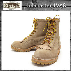 正規 Wescoウエスコ Jobmasterジョブマスター Burlap Leather，Semi Lace to Toe，8height，#100HoneySole，Boss Toe JM58