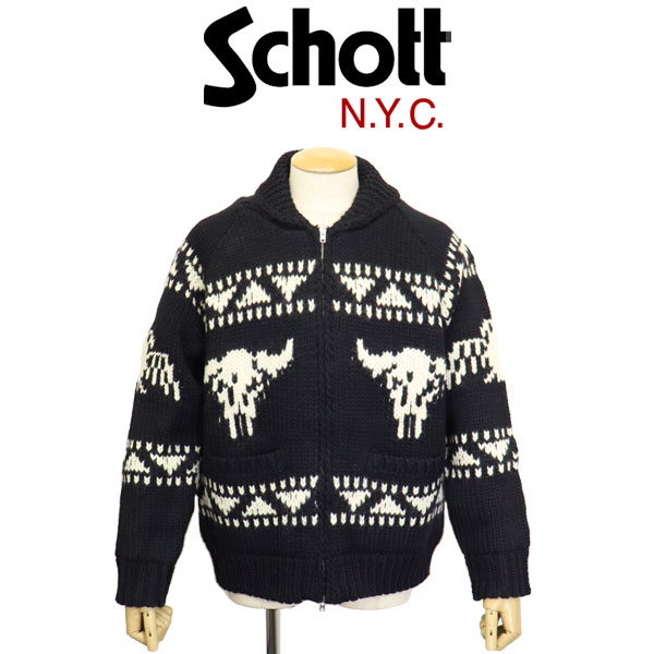 正規取扱店 Schott (ショット) 5240006 バッファロー柄 COWICHAN KNIT