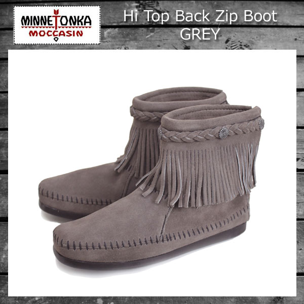 正規取扱店 MINNETONKA(ミネトンカ) Hi Top Back Zip Boot(ハイトップ バックジップブーツ)#291T GREY レディース MT015