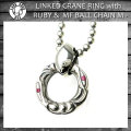 正規取扱LONE ONES LINKED CRANE RINGwith RUBY & MEDIUM MF BALL CHAIN