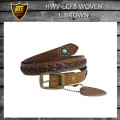 正規取扱HTC(Hollywood Trading Company) #HWV-LCF8 WOVEN STUDS BELT ウーブンスタッズベルト L.BROWN ライトブラウン