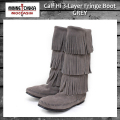 正規取扱店 MINNETONKA(ミネトンカ)Calf Hi 3-Layer Fringe Boot(カーフハイ3レイヤーフリンジブーツ)#1631T GREY レディース MT052