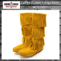 正規取扱店 MINNETONKA(ミネトンカ)Calf Hi 3-Layer Fringe Boot(カーフハイ3レイヤーフリンジブーツ)#1634F MUSTARD レディース MT085