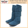 正規取扱店 MINNETONKA(ミネトンカ)Calf Hi 3-Layer Fringe Boot(3レイヤーフリンジブーツ)#1637F PEACOCK BLUE レディース MT236