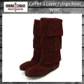 正規取扱店 MINNETONKA(ミネトンカ)Calf Hi 3-Layer Fringe Boot(カーフハイ3レイヤーフリンジブーツ)#1638F WINE レディース MT086