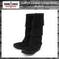 正規取扱店 MINNETONKA(ミネトンカ)Calf Hi 3-Layer Fringe Boot(カーフハイ3レイヤーフリンジブーツ)#1639 BLACK レディース MT055