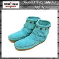 正規取扱店 MINNETONKA(ミネトンカ)Double Fringe Side Zip Boot(ダブルフリンジ サイドジップブーツ)#694S AQUA レディース MT145