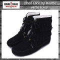 正規取扱店 MINNETONKA(ミネトンカ)Lined Lace Up Bootie(ラインドレースアップブーティ)#8530 BLACK レディース MT090