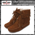 正規取扱店 MINNETONKA(ミネトンカ)Lined Lace Up Bootie(ラインドレースアップブーティ)#8532 BROWN レディース MT091