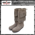 正規取扱店 MINNETONKA(ミネトンカ)Calf Hi 2-Layer Fringe(カーフハイ2レイヤーフリンジ)#1681T GRAY SUEDE レディース MT175