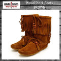 正規取扱店 MINNETONKA(ミネトンカ)Wood Stock Fringe(ウッドストックフリンジ)#1662 BROWN SUEDE レディース MT179