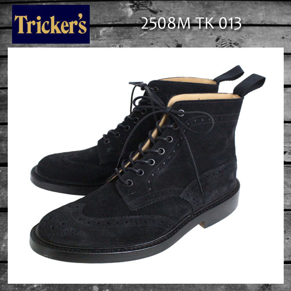 正規取扱店 Tricker's トリッカーズ 2508M COUNTRY BROGUE(カントリーブローグ) ダブルレザーソール ブラックレペロスエード TK013