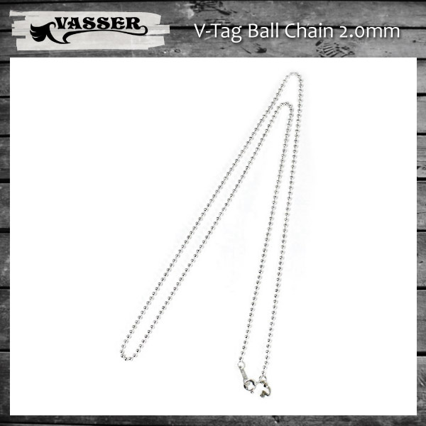 正規取扱 VASSER（バッサー） V-Tag Ball Chain 2.0mm(Vタグボールチェーン 太さ2.0mm)60cm、70cm