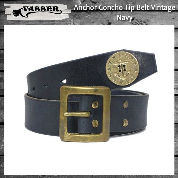 VASSER（バッサー）Anchor Concho Tip Belt Vintage Navy(アンカーコンチョティップベルト ビンテージネイビー)