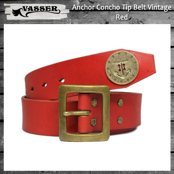 VASSER（バッサー）Anchor Concho Tip Belt Vintage Red(アンカーコンチョティップベルト ビンテージレッド)