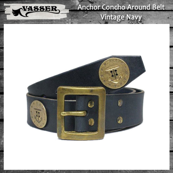 VASSER（バッサー）Anchor Concho Around Belt Vintage Navy(アンカーコンチョアラウンドベルト ビンテージネイビー)