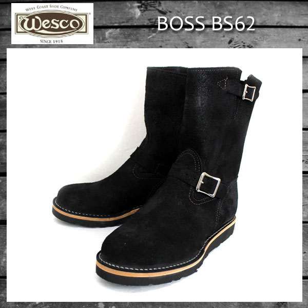 Wescoウエスコ　正規ディーラー Boss ボス Black Roughout黒裏革, 9height, #4014sole, Nickle Buckle BS62