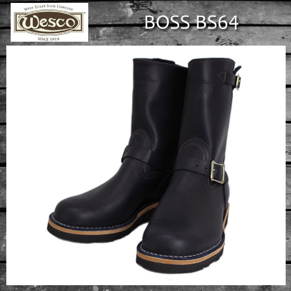 Wescoウエスコ　正規ディーラー Boss ボス Navy ネイビー, 9height, #4014sole, Nickle Buckle BS64