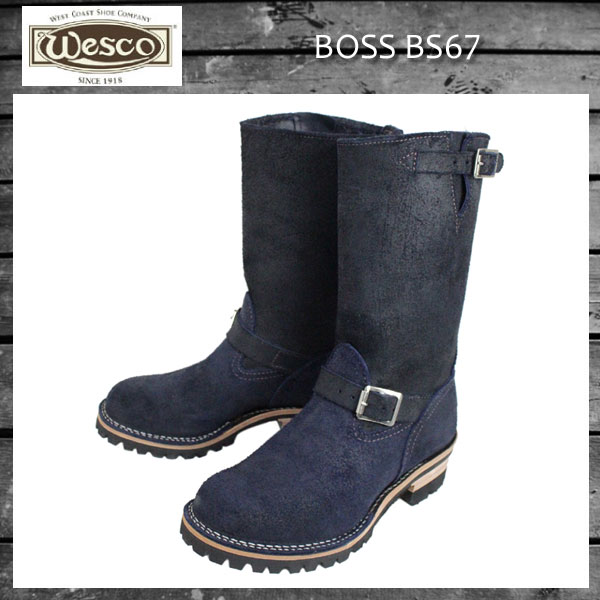 Wescoウエスコ 正規 Boss Navy Rough Out ネイビーラフアウト,11height,#100sole,Nickel Roller Buckles, BS67