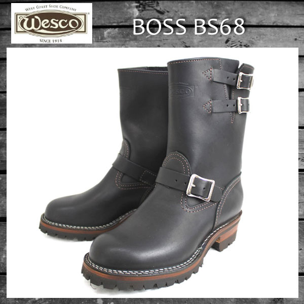 Wescoウエスコ　正規ディーラー Boss ボス Black ブラック,9height,#100 sole,2straps,エンジニアブーツ BS68