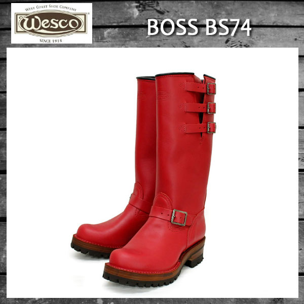 Wescoウエスコ 正規ディーラー Boss ボス Red Leather,14height,#100Fsole,Black Bucles BS74