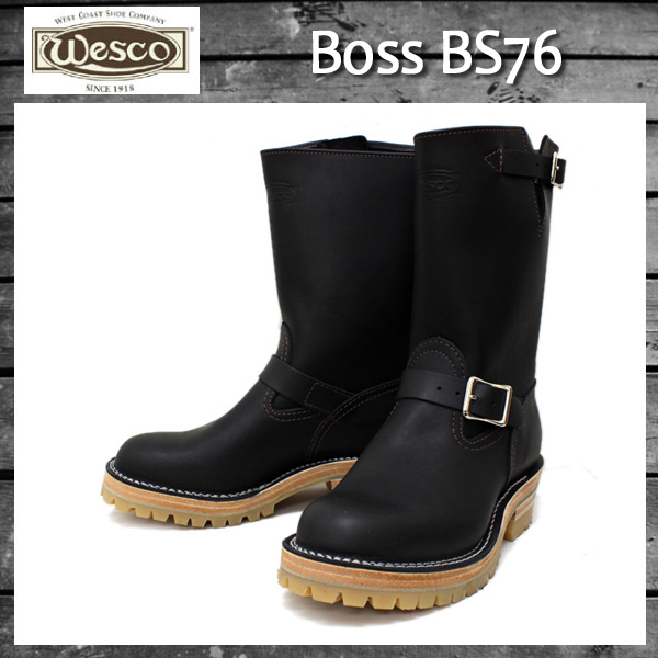 Wescoウエスコ 正規ディーラー Boss ボス Black Leather, 10height, #100HoneySole, Nickel Buckles BS76