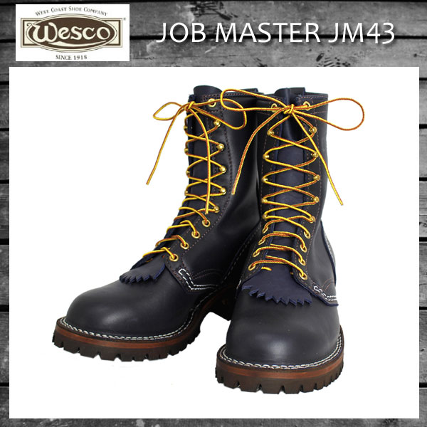 正規 Wescoウエスコ Jobmasterジョブマスター Navyネイビー Leather, Regular Toe, 10height,#100sole JM43