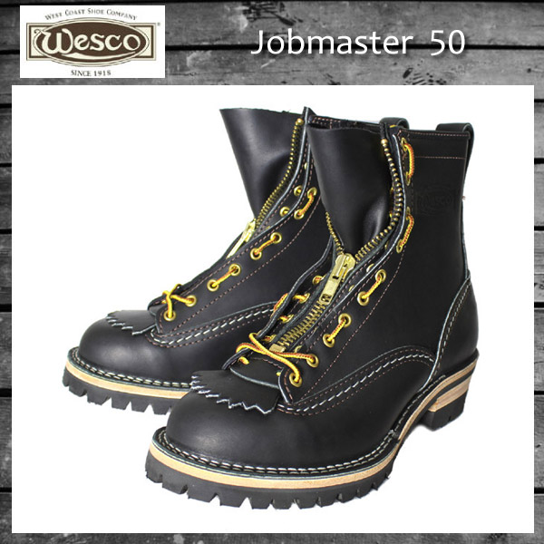 正規 Wescoウエスコ Jobmasterジョブマスター Black ブラック Leather,Lace to Toe,8height,#100sole,Lace in Zipper JM50