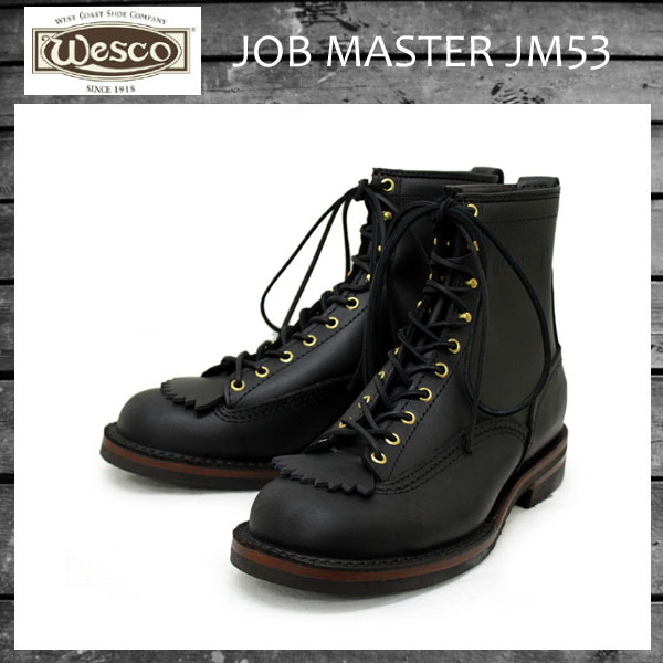 正規 Wescoウエスコ Jobmasterジョブマスター Black，Lace to Toe，8height，#430 Sole，Boss Toe JM53