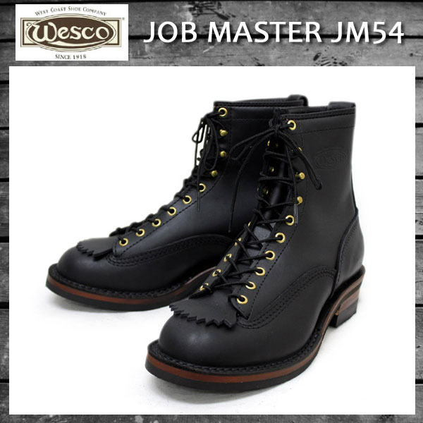 正規 Wescoウエスコ Jobmasterジョブマスター Black，Lace to Toe，8height，#430 Sole，Boss Toe JM54