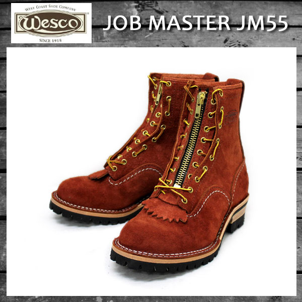 正規 Wescoウエスコ Jobmasterジョブマスター RedWood RoughOut，Semi Lace to Toe，8height，#100 Sole，Boss Toe JM55