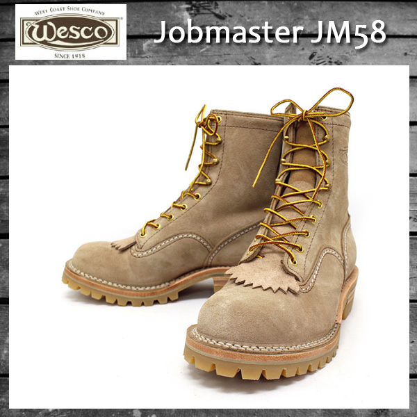 正規 Wescoウエスコ Jobmasterジョブマスター Burlap Leather，Semi Lace to Toe，8height，#100HoneySole，Boss Toe JM58