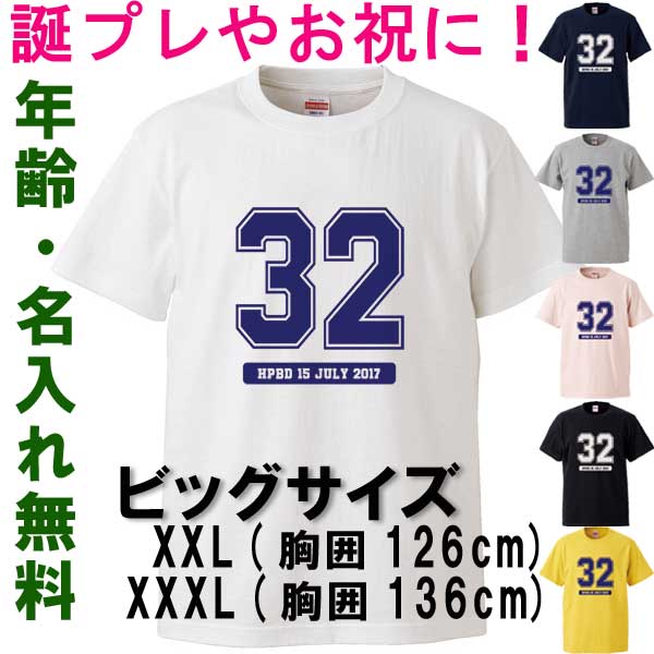 ビッグサイズ Tシャツ 名入れ  半袖Tシャツ カレッジ プレゼント 還暦 三十路 四十路 大きいサイズ メンズ レディース 大人 【メール便送料無料】