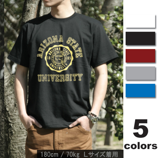 Tシャツ 半袖 メンズ【ビンテージ柄カレッジプリントTシャツ