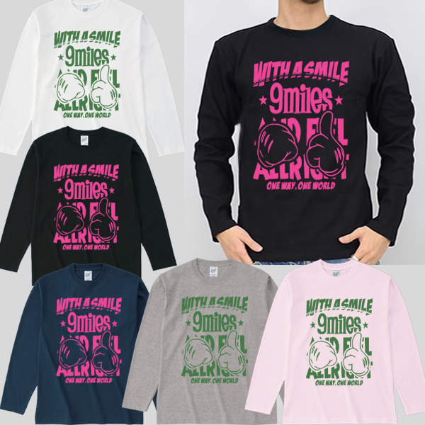 メンズ　ロンT 長袖 Tシャツ★with a smile★【ロンＴフェスタ対象】アートプリント 長袖Tシャツ【lstfst032】ロングtシャツ /ダンス大きいサイズ/LL・ XL・XXL / ユニセックス アメカジ・きれい目・ストリート