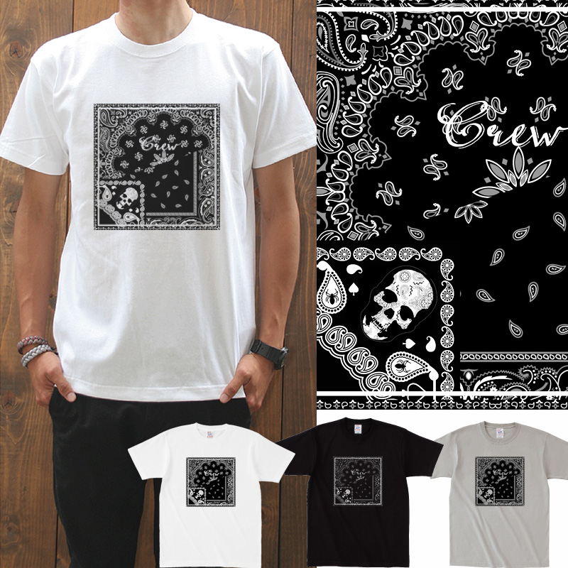半袖 Tシャツメンズ【BANDANA/prd045】【Tシャツパラダイス・2p5000円送無】ペイズリー・スカル・バンダナ・ガイコツ【メール便送料無料】通販 楽天カード分割/05P03Dec16