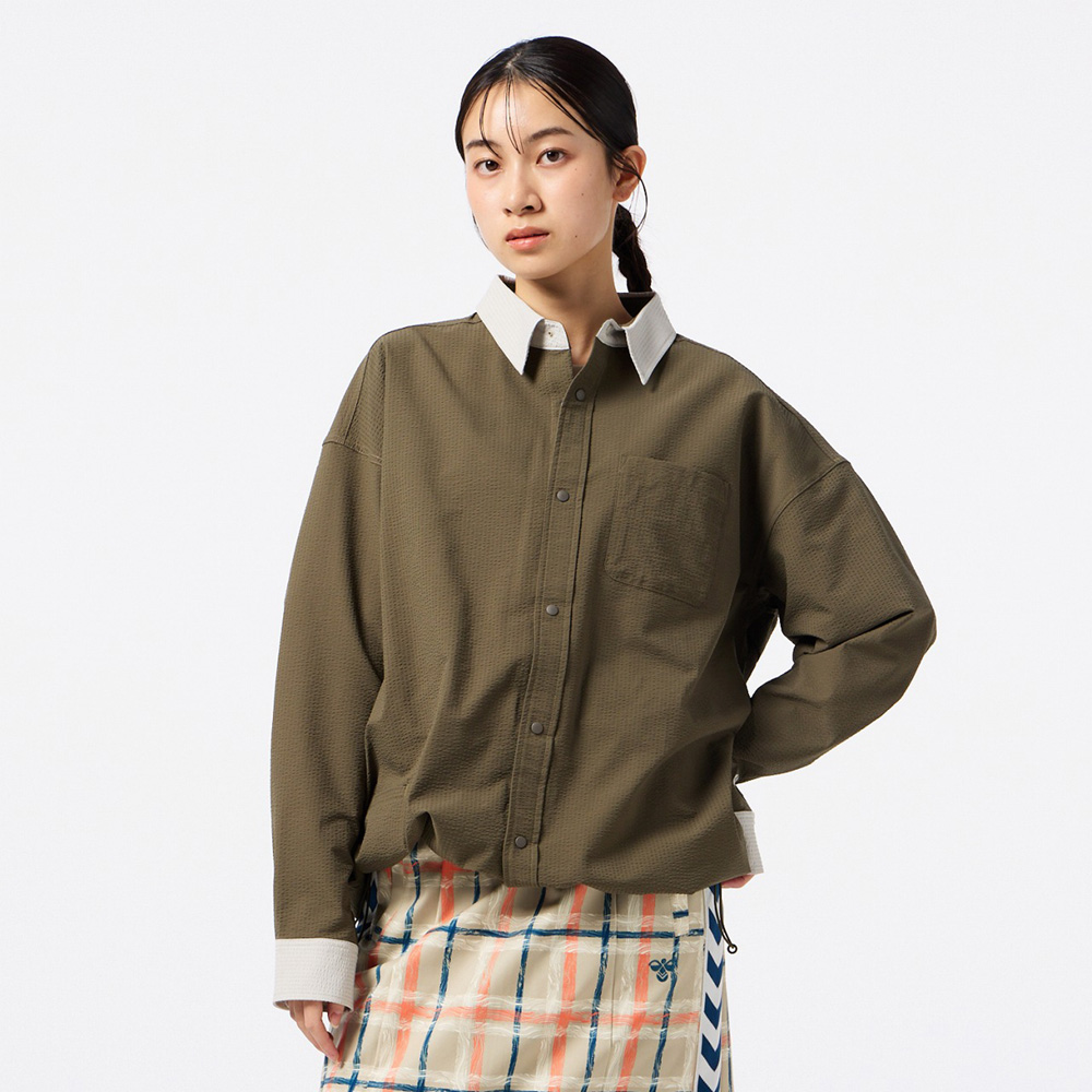 hummelヒュンメルPLAYSEERSUCKERL/SFULL-BUTTONSHIRTPLAYシアサッカー長袖フルボタンシャツHAW4238-591