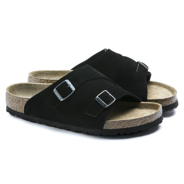 ビルケンシュトック チューリッヒ スエードレザー Birkenstock Zurich Suede Leather Soft Footbed ブラック メンズ サンダル レギュラー幅 Gc