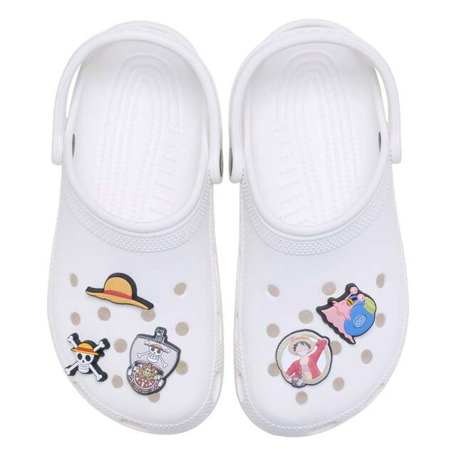 ONE PIECE クロッグサンダル ホワイト 3/5発売】 クロックス ビッツ チャーム ワンピース ルフィ 5パック