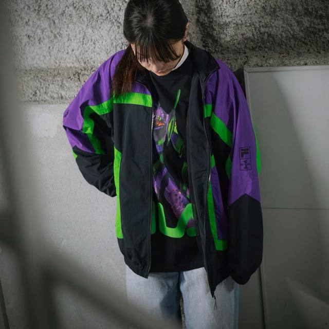 90s FILA フィラ ナイロンジャケット エヴァンゲリオン 初号機カラーXL フィラ トラックジャケット エヴァンゲリオン FILA TRACK JACKET