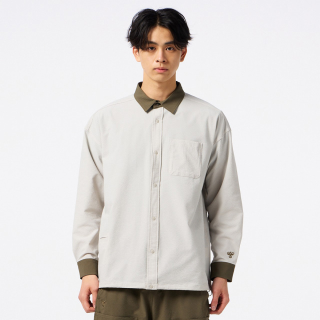 hummelヒュンメルPLAYSEERSUCKERL/SFULL-BUTTONSHIRTPLAYシアサッカー長袖フルボタンシャツHAW4238-951