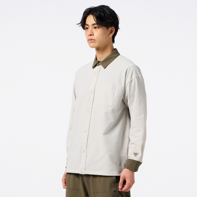 hummelヒュンメルPLAYSEERSUCKERL/SFULL-BUTTONSHIRTPLAYシアサッカー長袖フルボタンシャツHAW4238-951
