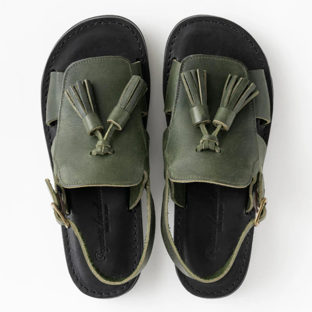 オリーブグリーン ブラック サンダル オーガニックハンドルーム ランベス Organic handloom LAMBETH