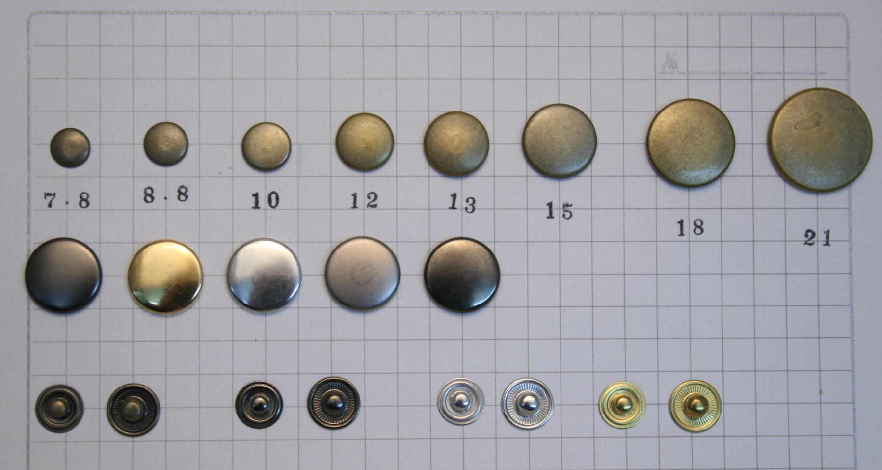 スナップボタン取り付け（金具鋲）　7.8mm～13mm