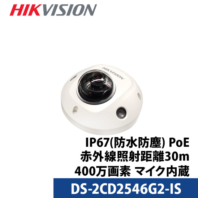 防犯カメラ 屋外 屋内 400万画素 動体検知 マイク内蔵 HIKVISION(ハイクビジョン) IP カメラ電源不要 スマホ PoE DS-2CD2546G2-IS レンズサイズ2.8mm